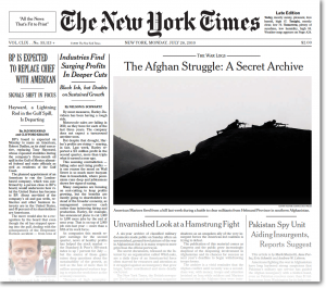 The front page of the print edition of Monday's New York Times