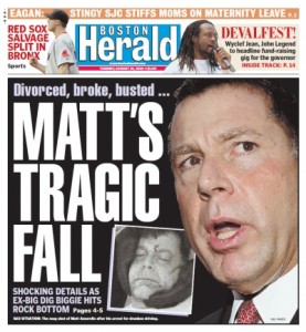 Boston Herald cover, "Matt's Trafic Fall"