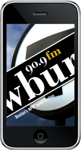 Simulation of WBUR app on an iPhone