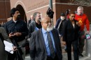 City Councilor Chuck Turner leaves the federal courthouse after being found guilty on all counts in a federal corruption trial. (Dominick Reuter for WBUR)