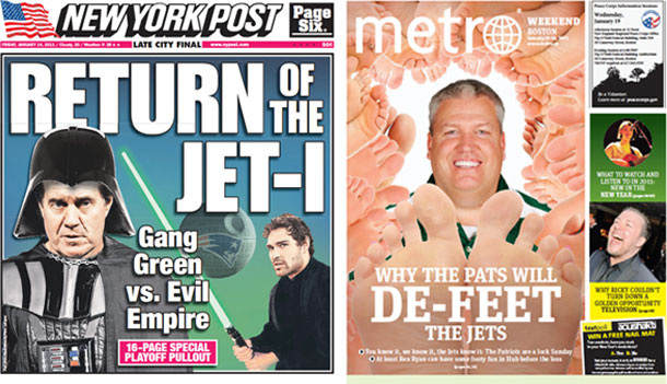 New York Post, Boston Metro covers for Jan. 14, 2011