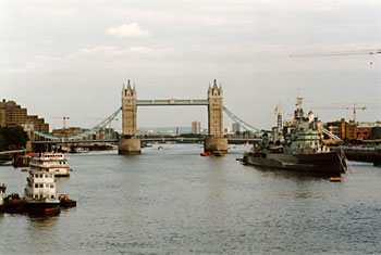 Ships  enter the Thames