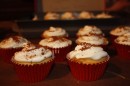 Cinnamon bun cupcakes with cream cheese frosting. (Abby Conway/WBUR)