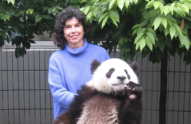 Vicki with a panda
